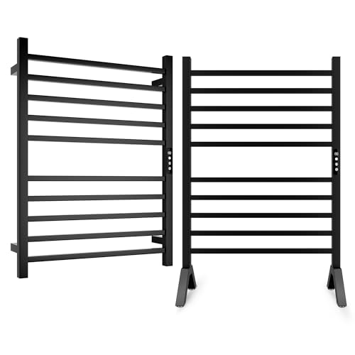 Poloma Wall Mounted & Freestanding Towel Warmer Rack for Bathrooms（Black