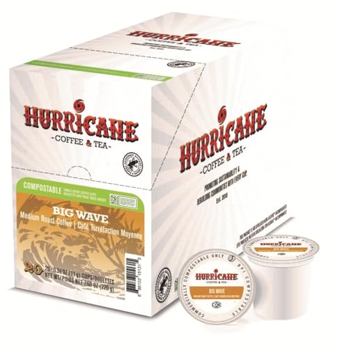 Image of Hurricane Coffee Big Wave, Compostable Coffee Pods - Medium Roast, K-Cup Compatible, 20 Count