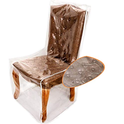 Aynineng YZT-FT Plastic Chair Covers For Dining Room With Backrests, Waterproof Clear Pvc Kitchen Chair Slipcovers Protectors Soft Thickened Full Coverage Chair Seat Covers thumb #6