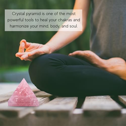 Image of Certified Rose Quartz Pyramid - 1.5 inch Inch Crystal Pyramid for Positive Energy, Vastu, Reiki, Feng Shui and Chakra Healing Energy Balancing