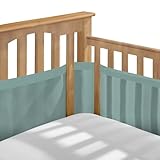 BreathableBaby Breathable Mesh Liner for Full-Size Cribs, Deluxe 4mm Mesh, Green Seaglass (Size 4FS Covers 3 or 4 Sides)