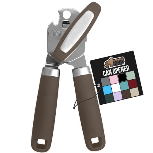 GORILLA GRIP Heavy Duty Stainless Steel Smooth Edge Manual Can Opener and Bottle Openers, Soft Comfortable Handle, Oversized Handheld Turn Knob, US Designed Multifunctional Kitchen Tool, Coffee