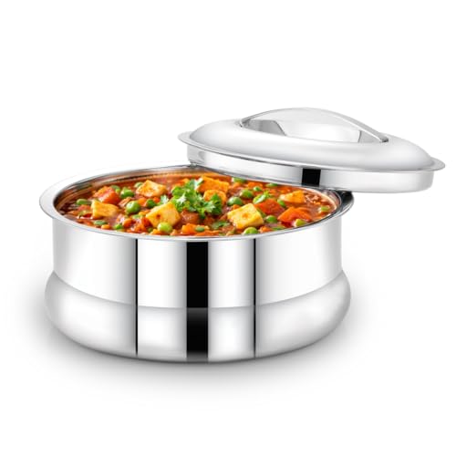 Image of AVIAS Ruby Press Type Stainless Steel 2000ml Casserole | Double Walled PUF Insulated Roti & Chapati Hot Box for Kitchen | Hot case for Rice & Gravy | 2L