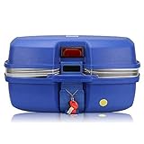 Geräumiger Motorradkoffer Motorradkoffer Top Case Motorrad Topcase Helmkoffer für 2 Helme, für Roller, Motorräder, Scooter, Mofas und Quad,Blau