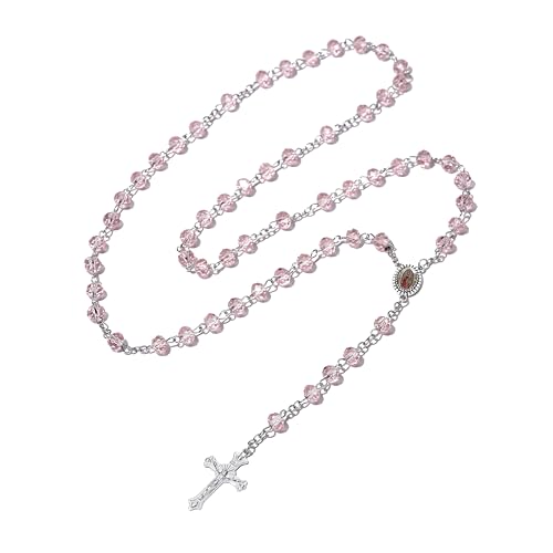 SZQCZB Crystal Rosary Bead Catholic for Women, Our Lady of Guadalupe Medal with Metal Box and 18Pcs Prayer Cards3