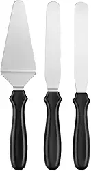 Kit com 3 Espátulas para Confeiteiro em Aço Inox Espátulas de Confeitaria para Alisar, Rechear, Ganachear e Servir Bolos e Tortas