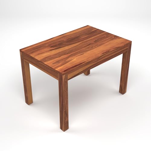 Image of 45 Inch Length Solid Sheesham Wood 4 Seater Dining Table Set | Four Seater Dinner Table with 4 Cushions Chairs | Dinning Table Set 4 Seater for Living Room | Wooden Table & Chair Set | Honey Finish
