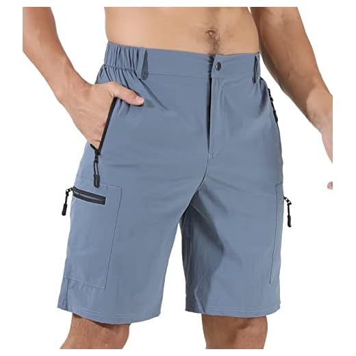Suwangi Men's Cargo Hiking Shorts Outdoor Lightweight Quick-Dry Shorts Golf Walking Climbing Fishing Short with Zipper Pockets, Cobalt Blue, L