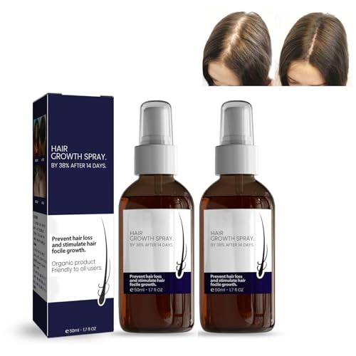 Lot de 2 sprays de sérum pour la croissance des cheveux - Après-shampoing sans rinçage - Aide à accélérer la croissance des cheveux - Renforce et hydrate les cheveux - Améliore la sécheresse et les