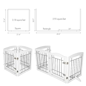 Pawland freestanding dog gate indoor with walk through door dog gate for the doorways house stairs 80 wide pet puppy safety fence with support feet 4 panels white   cucciolini doodles