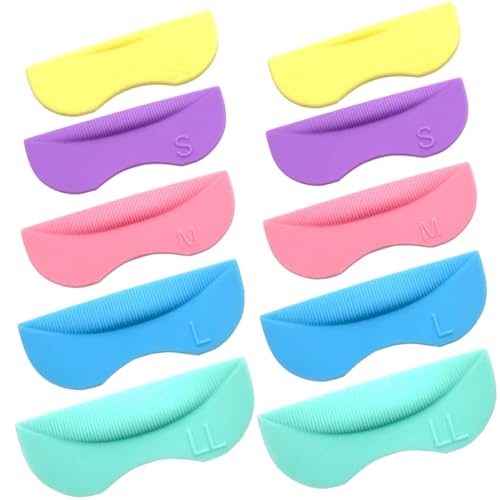 DRESSOOS 5 Pares auxiliar para pestañas curven pestañas permanente pestañas protector de pestañas y peine microcepillo suministros para permanente de pestañas gel de sílice