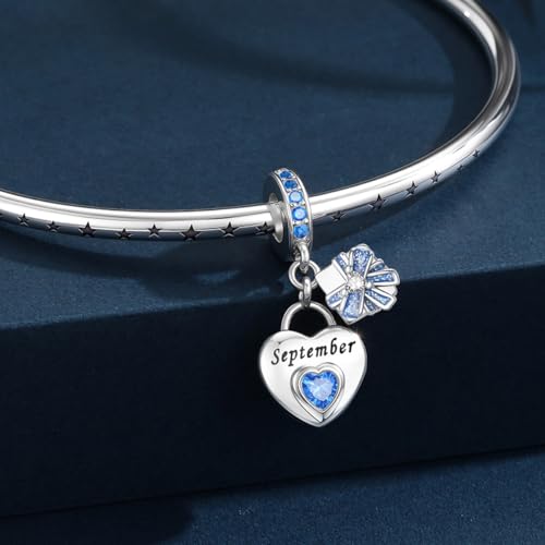Heart Birthstone Charms 925 Sterling Silver Charms for Bracelets and Necklaces Birthday Christmas Women's Jewellery Gifts2