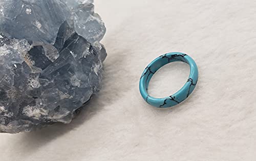 LTC Designs Genuine Turquoise-Colored Howlite Gemstone Banded Ring (Ring Sizes: 5.5, 6, 7, 8, 8.5)4