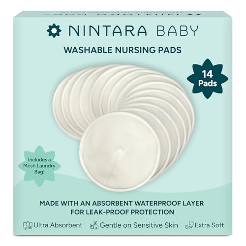 Image of Nintara Baby Reusable Nursing Pads - Pack of 14 with Laundry Bag