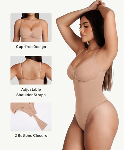 Image of FeelinGirl Body Shaper for Women Tummy Control Seamless Shapewear Bodysuit Thong Slimming Body Shaper 3XL-4XL