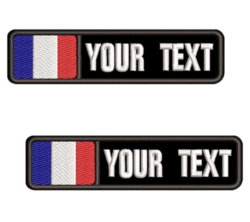 misscase 2pcs Patchs de Nom Tactiques Personnalisée, Étiquette de Numéro Militaire Personnalisés Patch de Drapeau de la France pour Plusieurs de Vêtements...