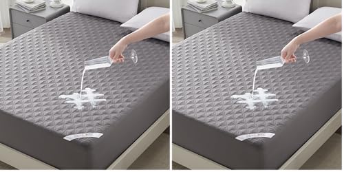Image of BEDLORE Waterproof Mattress Protector, Noiseless Full Size Mattress Pad with Deep Pocket Fitted Up to 6 inch-15 inch, Soft Dirt-Proof Double Mattress Cover for College Dorm(Gray) (Pack of 2)