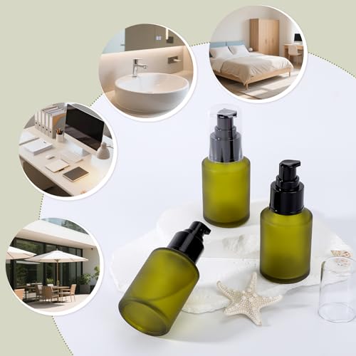 Image of Segbeauty 2oz Frosted Glass Travel Lotion Container Refillable, 3pcs Small Travel Containers for Creams, 60ml Mini Empty Lotion Bottles with Pump Dispenser, Cosmetic Containers Sample Cream Bottle