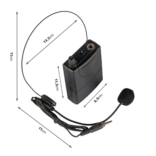 Ibiza - PORTUHF-HEAD2 - Headset mit Taschensender UHF 865 MHz - Batteriebetrieben - Drahtlos - Große Reichweite - Mikro-Kopfbügel