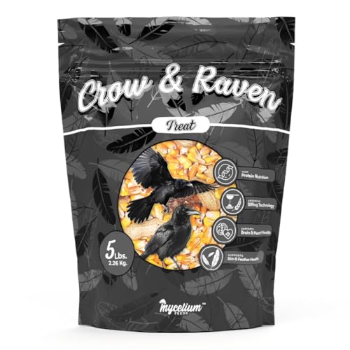 Mycelium Crow & Raven Treat 5 lbs | Wild Bird Feed for Crows Ravens & Corvids | Whole Corn in-Shell Peanuts & Walnuts | High-Energy Foraging Mix | Brain Heart & Feather Support | Organic & Non-GMO