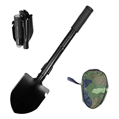 Voarge Pelle pliante multifonction 4 en 1 en acier carbone avec sac de transport pour la survie, le jardin, les activités de plein air