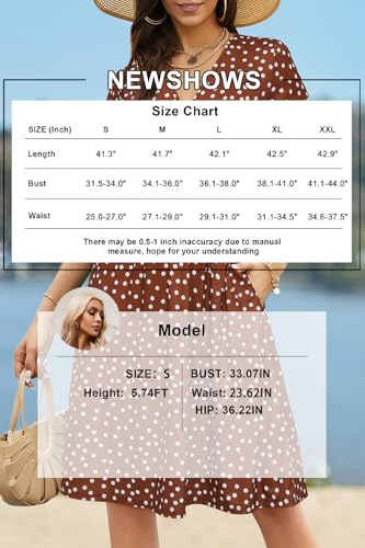 Image of Newshows Womens Summer Short Sleeve Casual Dresses V Neck Floral Vacation Sundress Faux Wrap Midi Dress with Pockets