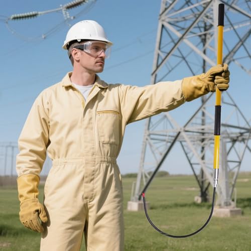 Pértiga de seguridad de fibra de vidrio amarilla 3m para salvamento en emergencias eléctricas
