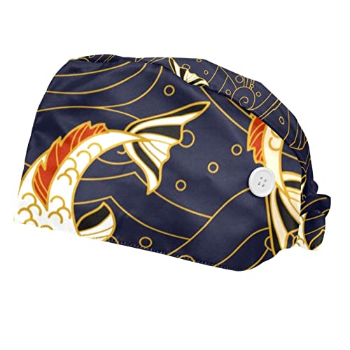 Chapeaux bouffants à motif japonais pour rester au frais en cuisine ou en clinique