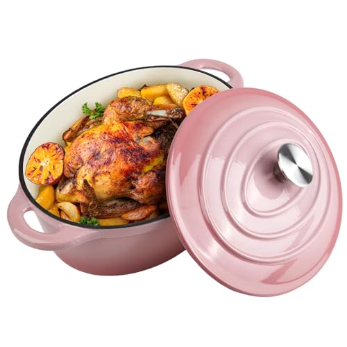 5.5 Quart Oval Enameled Cast Iron Dutch Oven Pot with Lid, Oven Safe up to 550&deg; F & Dishwasher...