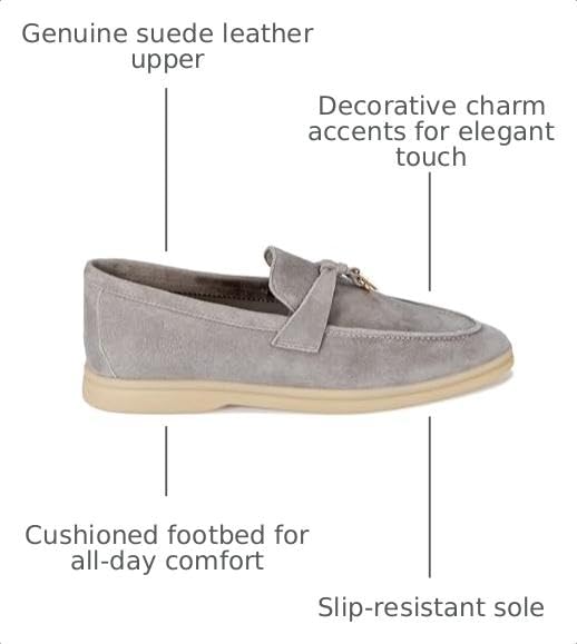 Image of Women's Summer Stroll Charms Premium Designer Suede Leather Loafers Shoes