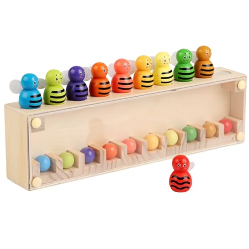 Jeu de puzzle en bois pour animer une activité en classe préscolaire avec des couleurs vives