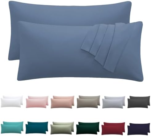 Nesture Kissenbezug 40x70 2er Set, Blau, 100% Mikrofaser | kopfkissenbezug 40x70cm mit Reißverschluss, kissenhülle weich & bügelfrei, atmungsaktiv, Pflegeleicht bei 60°C waschbar