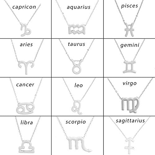 Miniatura 2 de Collar chapado en plata del zodiaco para mujer, joyería con signo de horóscopo, constelación, colgante de astrología, regalos de cumpleaños, joyería
