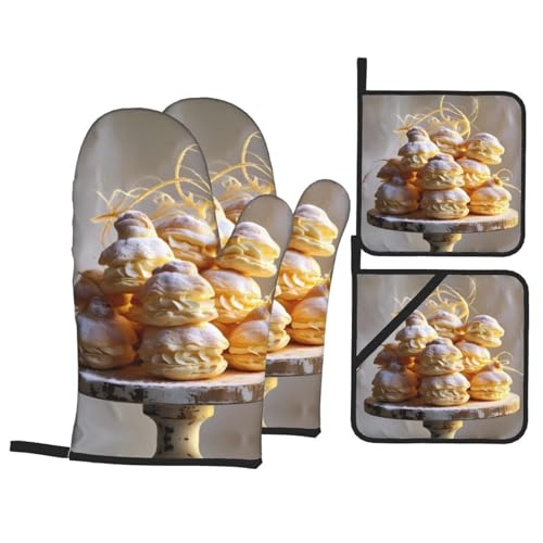 500°F Heat-Resistant Baking Gloves & Pot Holders 4-Piece Set