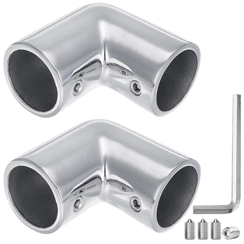 2-Way Boat Handrail Fittings,AICWIOO 90 Degree Pipe Connector 316 Stainless Steel Elbow Marine Hardware Heavy Duty Spare Part for 1 inch O.D. Tubing(2 PCS)