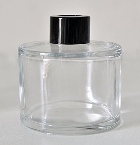 Ougual Set Of 4 Cylindrical Round Glass Essential Oils Diffuser Bottles (150Ml, Black Cap) #TOP2