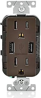 Leviton T5632-B 15-Amp USB Charger/Tamper Resistant Duplex Receptacle, Brown, 1-Pack
