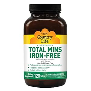 Country Life Target-Mins Total Mins Iron-Free – 120 Tablets – Multi-Mineral Complex – Supports Bone Health