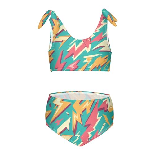 KLL Vintages Lightning Bolts Girls 2 Piece Bikini Sets Beach Swimsuit Swimwear Adjustable Strap