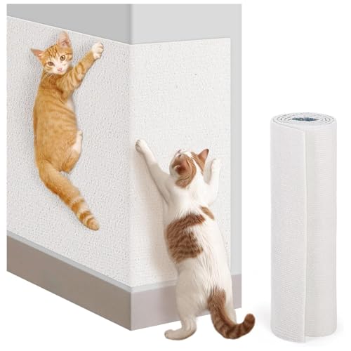 300*60cm 猫 つめとぎ 防止 シート, DIY自由な組み立て 猫 爪研ぎシート 傷防止 簡単剥離 犬 壁 かじり防止 猫つめとぎ防止シート ソファ, 猫抓板 多用途 ストレス解消 運動不足改善,White