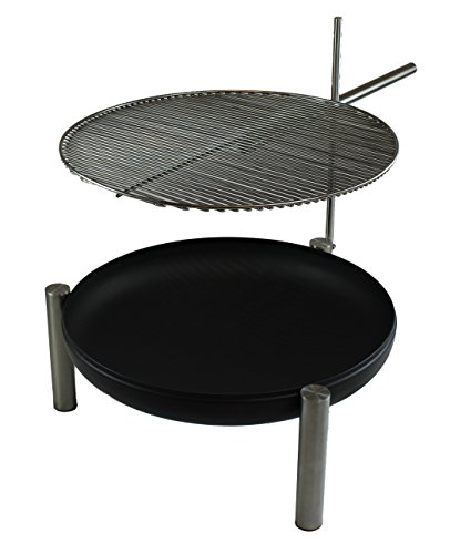 VEIKIN DESIGN Premium Feuerschale mit Edelstahl Grill Emotion G Ø 80 cm, Feuerstelle, Feuerkorb, Holzkohlegrill, Profi Qualität Cover