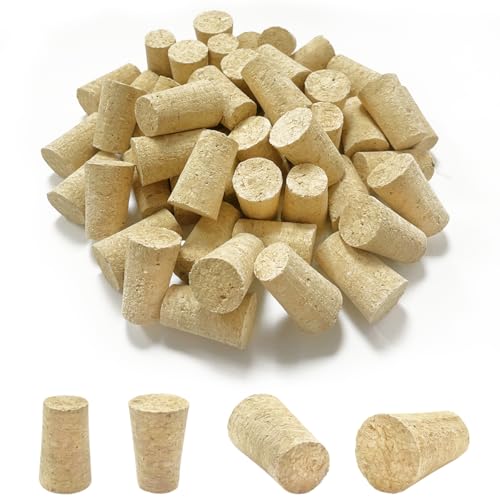 NILLOS Wood Wine Cork Stoppers, 50 PCS Mini Cork Stoppers Tapered Cork for Wine, Beer, Bottle Crafts (Long 3.5 cm/1.37 in)