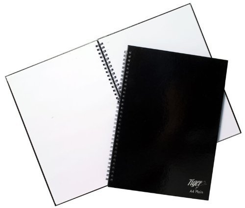 3x Tiger A4 spiral plain notebook with hard cover