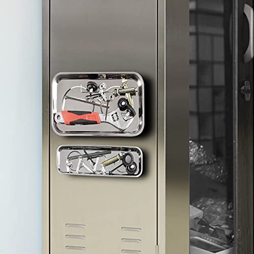 Image of 3 Pieces Magnetic Trays Set Stainless Steel Magnet Tool Tray Parts Holder for Screws, Sockets, Bolts, Pins, Mechanic's and Automotive