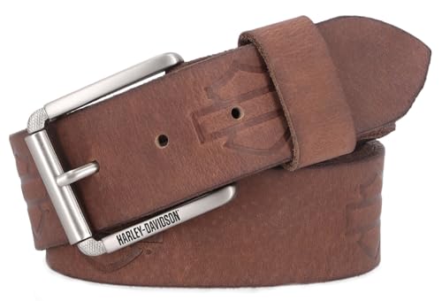 Harley-Davidson Men's Repeat Open Bar & Shield Logo Leather Belt - Brown