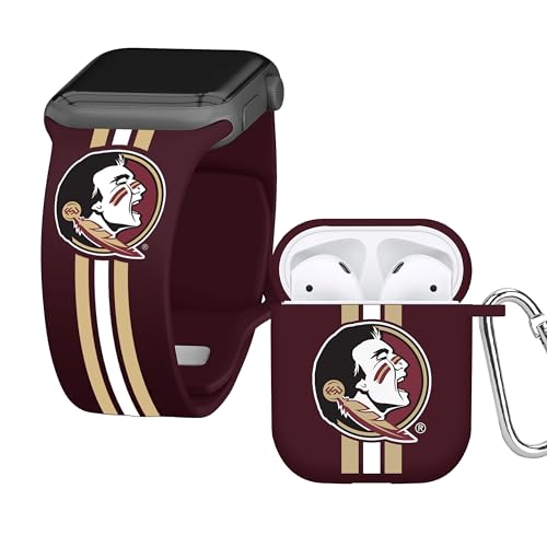 Affinity Bands Florida State Seminoles HD Combo Package Compatible with Apple Watch and AirPods Gen 1 & 2 (38/40/41mm Short Stripes)