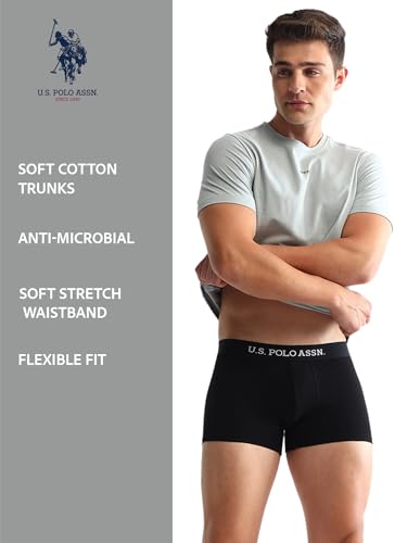 Image of U.S. Polo ASSN. Mens OET13 Anti Microbial Solid Underwear Trunks - Pack of 3