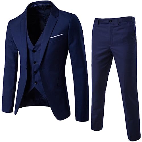 LCMTWX Men'S Suits 2024 3 Suit Business Wedding Party Jacket Vest & Pants Coat Linen Set For Men Traje Formal Para Mens