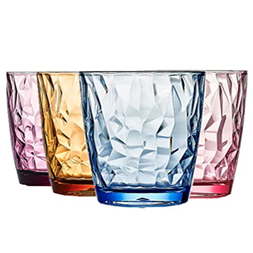 Unbreakable Tumbler, CYKK Set of 4 Reusable Plastic Acrylic Tumbler Glasses - 300ml Camping Glasses, Plastic Tumblers for Kids, Acrylic Drinking Glasses, 100% BPA Free (3)