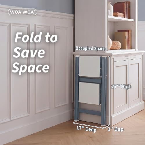 WOA WOA 2 Step Ladder, 300lbs Load, 17'' Top Step, Stormy Blue by WOA WOA - Used condition - Image 4